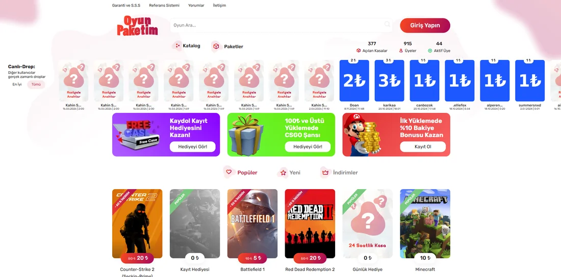 OyunPaketim — Commerce & automation